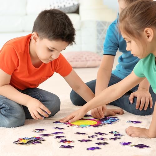 Dan&Darci Glow in The Dark 100 Piece Galaxy Puzzle for Kids - Space Jigsaw Puzzles Toys for Boys & Girls Ages 6-8 - Christmas Birthday Gifts for Age 6 7 8 Year Old Toddler Boy Girl Gift - Planet Toy