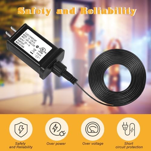 2 PCS Replacement Yard Inflatable Adapter with 9.8ft Extension Cables, 12V 1A Class 2 Power Supply,Low Voltage Transformer US Plug and Electric Cord for Halloween/Thanksgiving/Christmas Inflatables