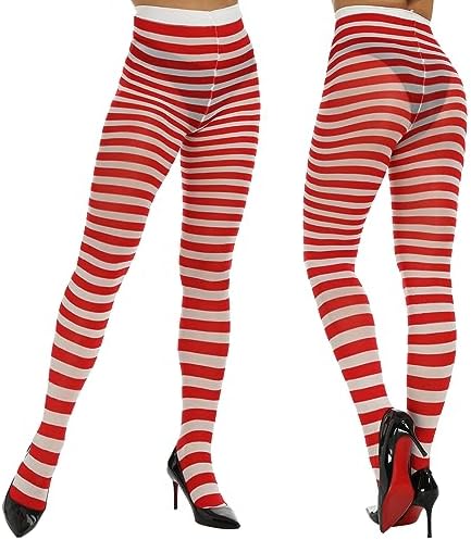 Yilanmy Halloween Striped Tights for Women Witch Tights Full Length Opaque Pantyhose 2 Pairs
