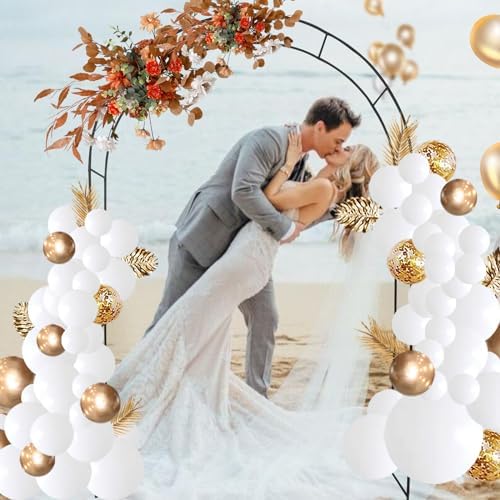 Adorox 7.8ft Garden Arch Trellis for Climbing Plants, Metal Arch Frame, Pumpkin Archway Outdoor Garden Arbors and Arches for Halloween Christmas Birthday Party Baby Shower Decoration(Black)