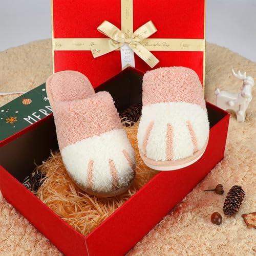 SINNO Cute Animal Slippers for Women Indoor Outdoor Memory Foam House Slipper Soft Warm Cozy Fuzzy Bedroom Non-Slip Shoes Christmas Gift ladies