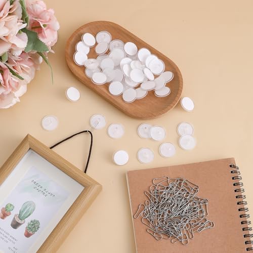 100 Pack Adhesive Removable Transparent Wall Hanger with Hooks, 0.79' Small Disc Sticky Ceiling Hooks for Festival Wedding Halloween Christmas Party Decor