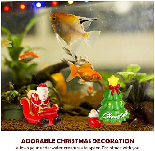 15 Pcs Christmas Aquarium Decorations Miniature Fish Tank Decoration Resin Christmas Tree Santa Elk Snowman Decor Xmas Series Landscape Ornament Figurine for Holiday Fish Tank Supplies Table Decor