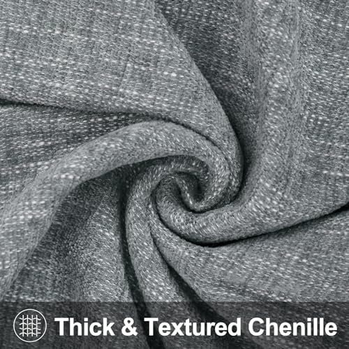 decorUhome Christmas Chenille Decorative Throw Pillow Covers 18x18 Set of 2, Farmhouse Textured Square Neutral Solid Accent Pillow Covers for Couch Sofa Bed Living Room Home Decor, Grey