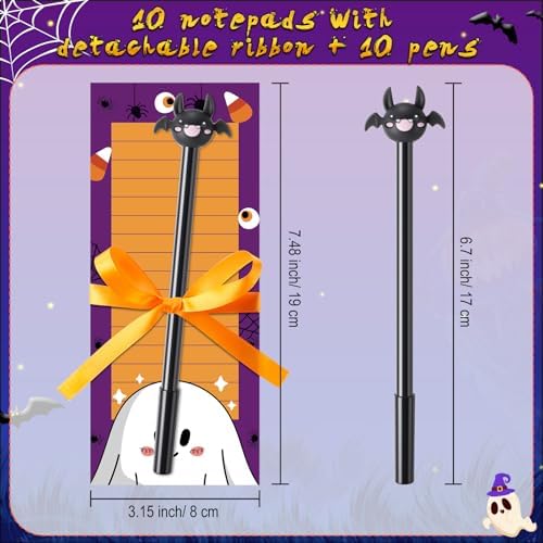 Yexiya 200 Sheets Halloween Christmas Notepads Halloween Sticky Notes to Do List Notepad with 10 Pen for Christmas Party Shopping List Gift, 7.5 x 3.2 Inch (Ghost)