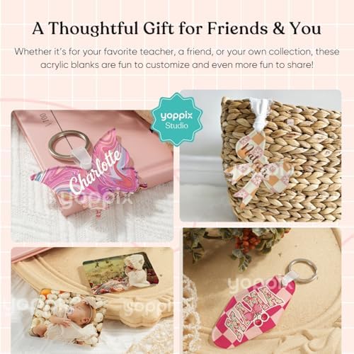 90 Pcs Sublimation Acrylic Keychain Blanks, with 30 Fixing Clips and 30 Key Rings for Heat Transfer Keychain Bag Decor Pet Necklace Christmas Tree Decor, Home Gift Crafts Supplies