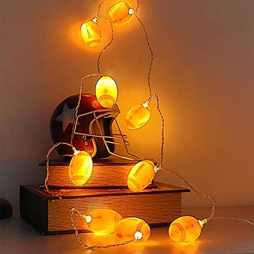 Yayfazy Football Decor String Lights, 6.5ft 10LED Light Up Football Decorations Battery Operated for Sports Theme Party, Christmas Fall Football Ornaments, Birthday Gifts for Boys, Son, Grandson