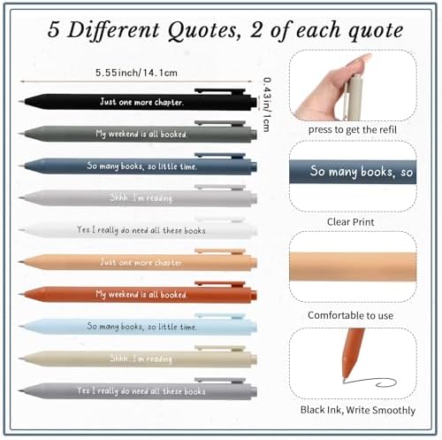 Thenshop 10 Set Book Lovers Gifts Inspirational Spiral Notebook Weekly Planner Motivational Pen Book Worm Gifts for Women Christmas Club Reading Gift Thanksgiving Librarian Reader(Aesthetic Colors)