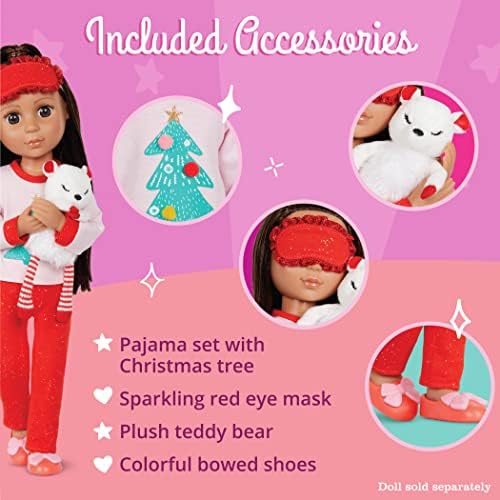 Glitter Girls – 14-Inch Doll Clothes – Festive Christmas Outfit with Slippers – FA LaLaLaLa, Sleepover Pajama