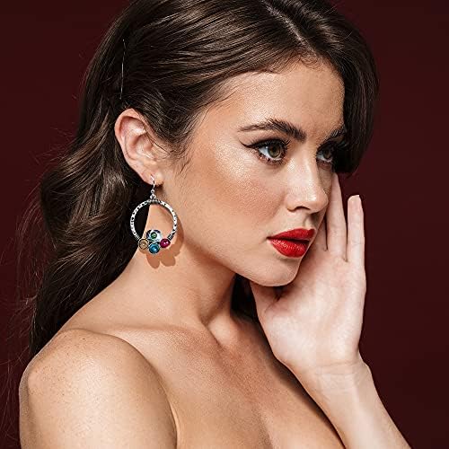 12 Pairs Teardrop Druse Crystal Drop Dangle Earrings for Women Cubic Zirconia Huggie Hoop Earring Jewelry Set Christmas Gifts