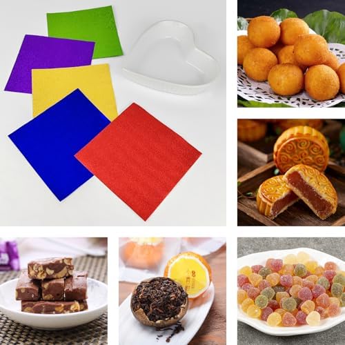 100 PCS Foil Candy Wrappers, 4x4 inches Chocolate Candy Wrappers aluminum foil sheets, DIY Homemade Candy Packaging for Christmas, Easter, Thanksgiving, and Birthday Party (Gold)