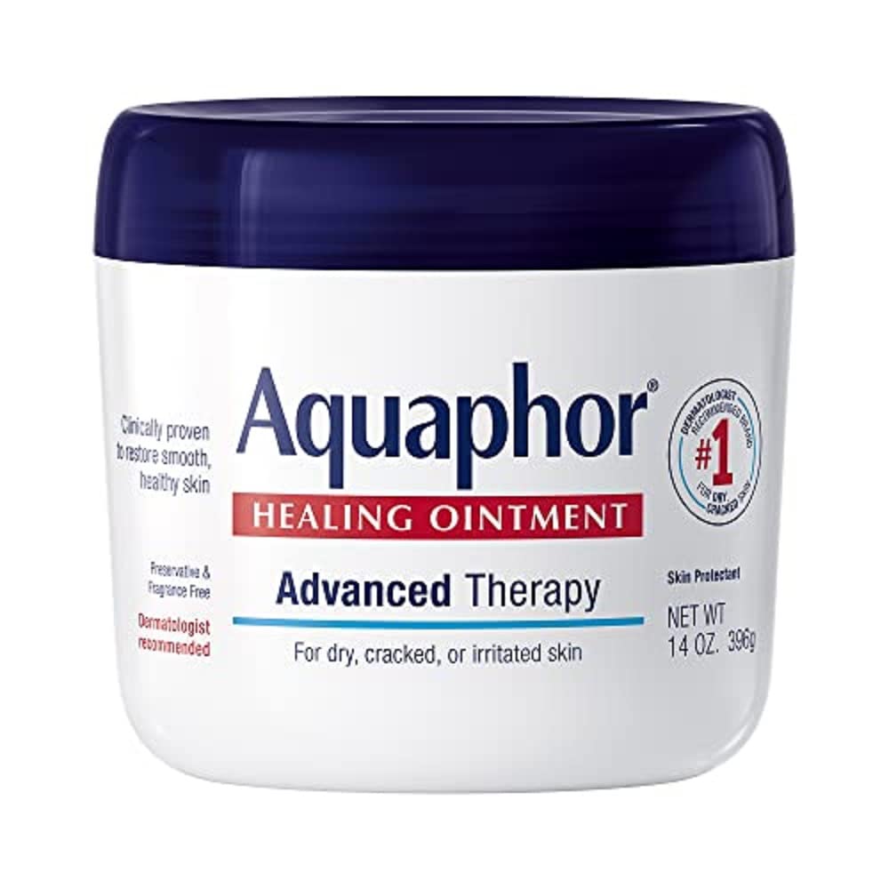 Aquaphor Healing Ointment, Advanced Therapy Skin Protectant, Multi-Purpose Ointment and Body Moisturizer, For Dry, Cracked Skin, Minor Cuts and Burns, 14 OZ Value Size Jar