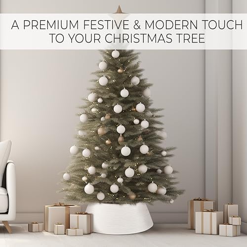 Beautiful Christmas Tree Collar - Modern 28" Cotton Rope Tree Ring - Easy to Set Up Christmas Skirt Enhances Your Holiday Home Decor