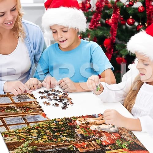 Christmas Jigsaw with 1:1 Reference Poster, 27.5 x 19.7 inches, Holiday Puzzles for Adults Family Activity - 1000 Pieces Puzzles, Educational Games Gift for Elders Children Family, Friends (Fireplace)
