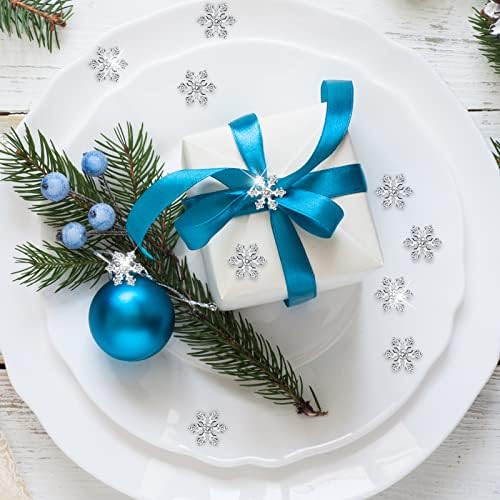 120 Pcs Crystal Snowflake Buttons Christmas Bling Snowflake Rhinestone Diamante Alloy Tiny Button for Crafts Flat Back Snow Embellishments for DIY Wedding Clothes Hair Jewelry Decor (Silver)