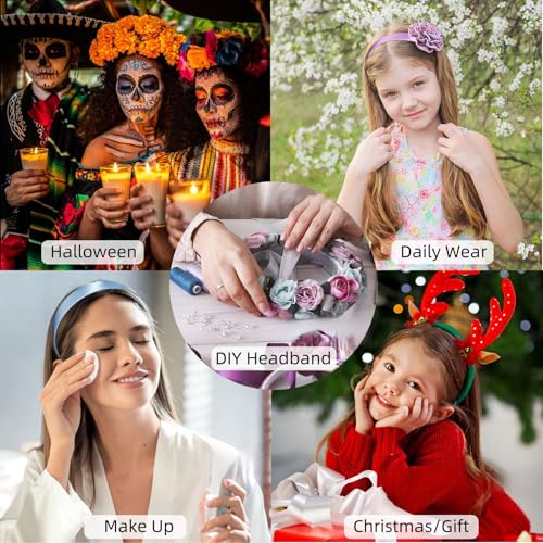 1.5 Inch Dark Green Headband for Women Non Slip, Satin Slik Headband Fashion Plain DIY Head Band Wide Hair Band for Girls Gift Holiday Hair Accessories Christmas