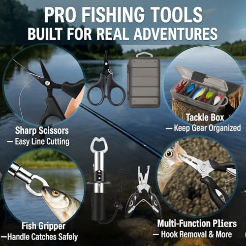 Fishing Advent Calendar 2025 for Men, 24-Day Fishing Tackle Advent Calendar with Lures, Tools, Tackle Box & Holiday Surprises, Christmas Countdown Gift for for Men, Dad, Husband