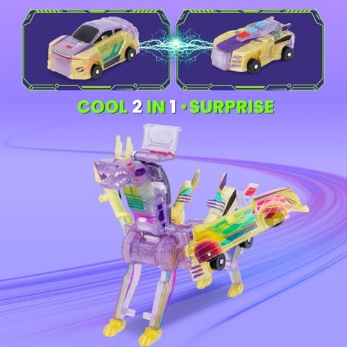 2-in-1 Transformation Dinosaur Car Toy - Magnetic Collision Robot Cars for Kids | Fun Collision Transformation Toy for Boys & Girls | Perfect Birthday & Christmas Party Gift