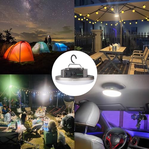 12000mAh 4000LM Camping Lights 3 Lighting Modes Bright Rechargeable LED Lamp 40W Hanging Tent Lights IPX5 Waterproof,Magnet,Power Failure Emergency Survival Kits & Christmas Day Gift