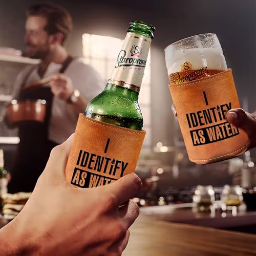 Gifts for Dad Grandpa Husband, 12Oz Faux Leather Can Cooler, Christmas Stocking Stuffers Gift, Funny Gag Mens Gifts ldeas from Daughter Son for Men White Elephant Gifts for Adults with Humorous Design