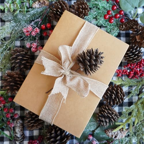 Winlyn 20 Pcs Natural Pine Cone Picks Christmas Pinecone Sprays Pinecones Ornaments with Wired Stems 6.9" Tall for Rustic Christmas Tree Party Floral Arrangements Wreath Crafts Holiday Décor