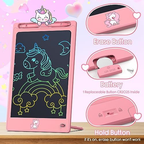 FLUESTON Toys LCD Writing Tablet Toddler,Toys for Boys Girls 3 4 5 6 7 8year,8.8 Inch 1pcs in 1 Pack Drawing Pad Toy Christmas Birthday Gifts for Kids,Drawing Tablet Doodle Board Cute Unicorn