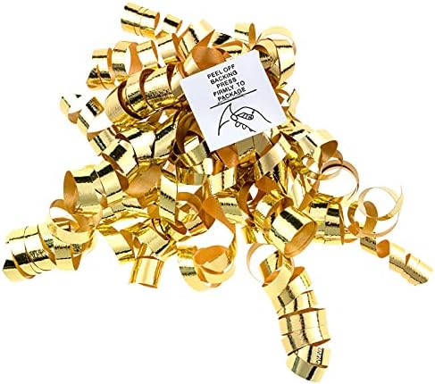 WRAPAHOLIC 12-Count Gold Self-Adhesive Curly Bows Gift Wrap Accessory - Perfect for Christmas, Birthday, Holiday, Party Favors Decorations