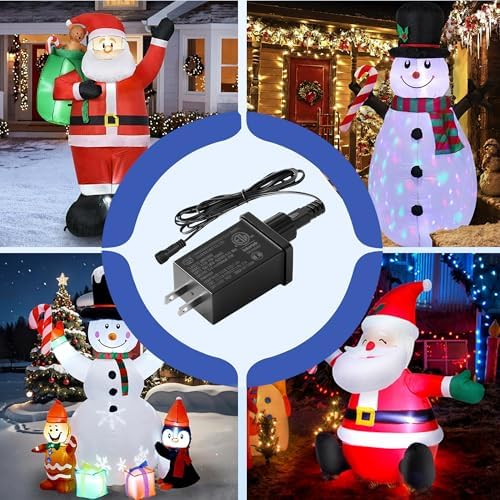 2 Pack 12V DC 1.5A Yard Inflatable Adapters Replacement, Class 2 Power Supply Adaptor with 9.8ft Extension Cables, 12W Transformer US Plug for LED Lights Halloween Christmas Thanksgiving Inflatables