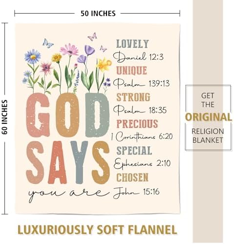 SteadStyle Christian Gifts for Women Birthday - Inspirational Floral Throw, Religious Christmas Birthday Gift, Christian Blanket for Mom Sister Friend Girl, Baptism Confirmation Spiritual Gift for Her