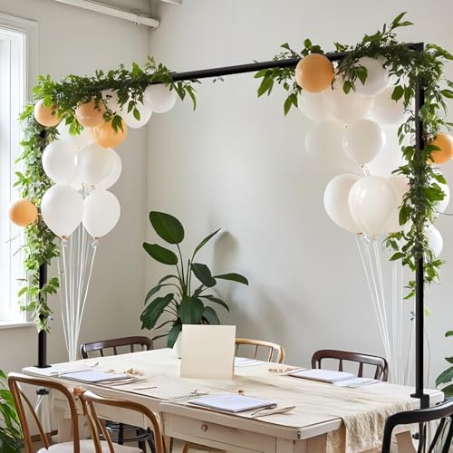 Over The Table Rod Stand with Clamps - Adjustable Table Arch Stand, Metal Table Rod for Wedding, Birthday, Halloween, and Christmas Decorations (29"-97" Length, 26"-42" Tall, Black)