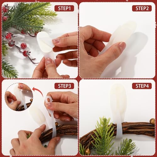 12 Pcs Christmas Garland Hanger for Mantle Cord Bundlers Cord Organizer for Appliances, Self Adhesive Kitchen Sticky Silicone Holder Organizer for Christmas Wreath Fireplace(Clear)