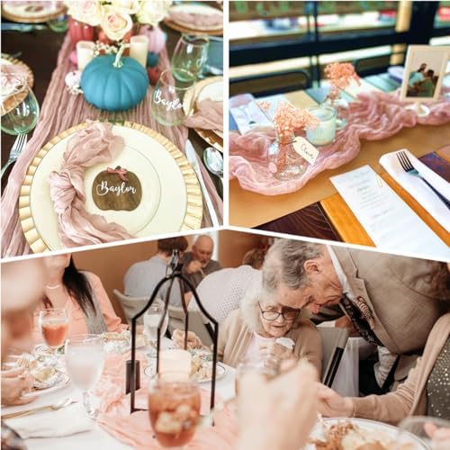 1 Pack Cheesecloth Table Runner, 10FT 35x120 inch Baby Pink Table Cloth, Boho Rustic Gauze Dusty for Baby Shower Decor, Mothers Day, Bridal Shower, Wedding, Thanksgiving, Christmas, Birthday Decor