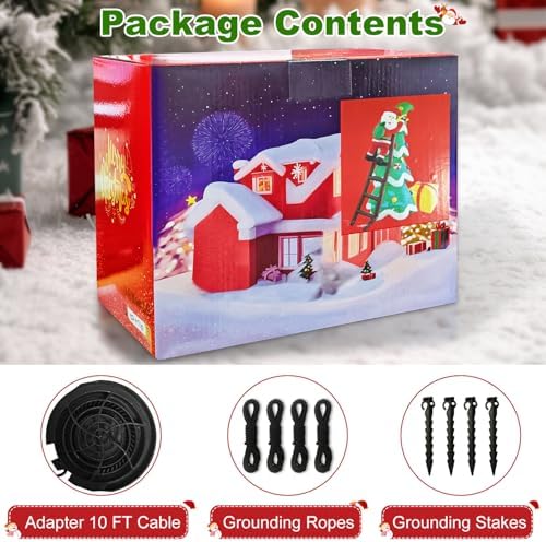 7ft Christmas Inflatables Outdoor Decorations, Christmas Blow up Santa Claus with Tree Built-in Rotating Colorful LED Lights, Xmas Holiday Party Indoor Outdoor Décor for Yard Lawn Garden