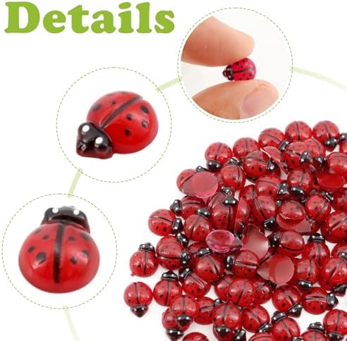 120 Pieces Mini Resin Ladybug, Luminous Tiny Ladybug Miniature Figurines for Fairy Garden Dollhouse Micro Landscape Decor, Micro Resin Animals Gifts for Birthday, Christmas, Party