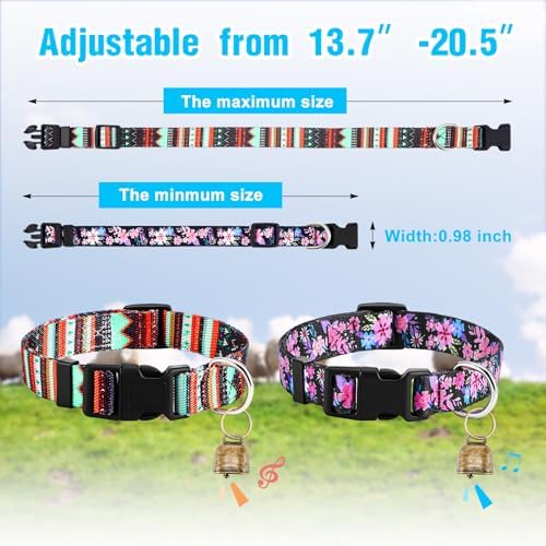 2 Pack Goat Collars with Bells, Sheep Grazing Copper Bells and Adjustable Nylon Collar Set Loud Bronze Bell for Farm Animal Sheep Cow Accessories Christmas Thanksgiving Gift for Goat Lovers