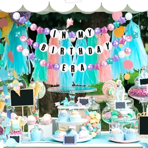 103 Pcs Giant Friendship Bracelet Garland DIY Birthday Halloween Christmas Jumbo Friendship Bracelet Banner Kit Famous Singer Customizable Party Wedding Decor(Pearlescent Macaron Color)