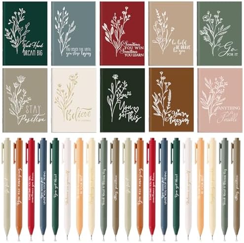 100 Pcs Inspirational Notebooks with Pen Bulk Motivational Mini Notepads Christmas Appreciation Gifts for Teacher Employee Team Coworker Nurse Staff Office Supplies (Retro Colors)
