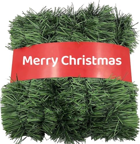 50FT Christmas Garland, 2 Pack Artificial Pine Garland Green - Soft Realistic Garland for Stair Railing, Fireplace Mantle, Front Door, Christmas Tree Decorations, Holiday Party Decor