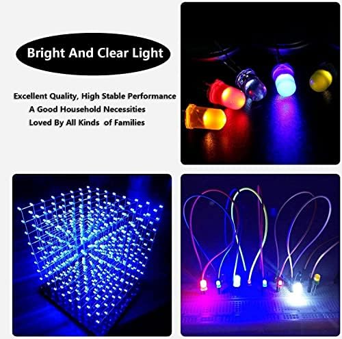 100 Pcs Led Diodes, YIWANSON Mini 3mm Clear Light Emitting Diode Assortment Micro Red Green Blue Yellow White Lamp Electronic Project Kit, for Science Experiment, Circuit Board, Christmas Lights