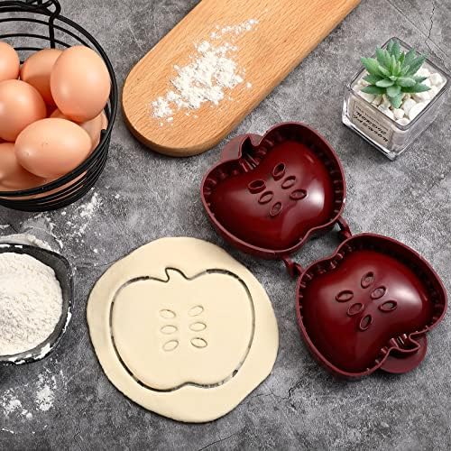 Lounsweer Hand Pie Presser Mini Pocket Pie Maker for Baking Cookie Dough One Press Pastry Mold Tool for Fall Thanksgiving Christmas Party Supplies(Apple Shape)