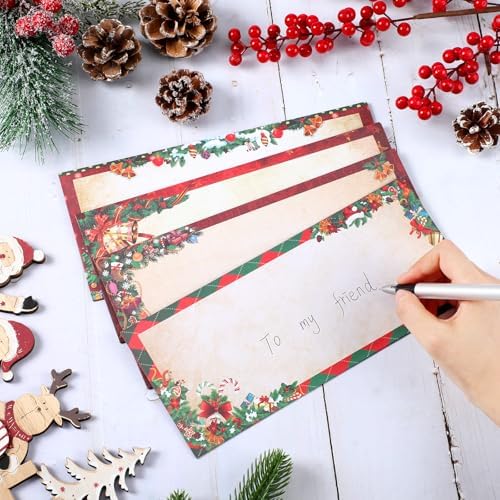 Zhanmai 60 Christmas Envelopes #10 Holiday Xmas Self Adhesive Envelopes for Mailing, Office, Business, Wedding, Birthday, Party, Gift Supplies, 4.13 x 9.53 Inch