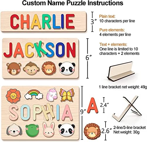 Personalized Name Puzzle for Kids, 1st Birthday Gifts for Girl Boy, Easter Basket Stuffers for Toddler, Custom Easter Christmas Baby Gifts, Toddler Learning Toys, Wooden Name Puzzles for Toddlers 1-3