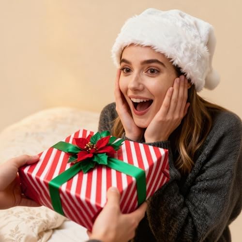 Bobobag 150 Sheets 20"X14" Christmas Tissue Paper for Gift Bags Party Decoration, Red, Green, White, Red Diagonal, Merry Christmas Wrapping Paper