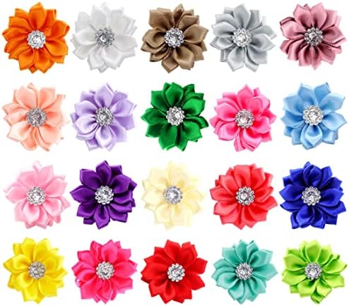 40Pcs Puppy Yorkie Dog Hair Bows Flower with Rubber Band,Pet Small Dog Girl Flower Christmas Hair Topknot Bowknot Hair Accessories Pet Grooming for Party Christmas Birthday