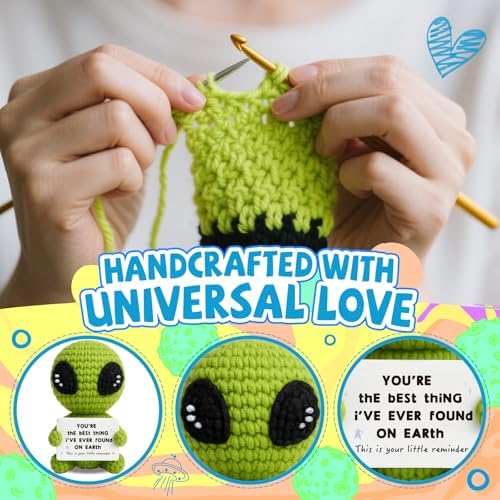 Unique Crochet Alien Decor Gift for Boyfriend, Girlfriend, Anniversary, Valentine's Day, Birthday, Christmas Funny Romantic Gifts for Him Her to My Love Presents