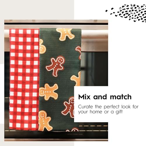 GEOMETRY Christmas Kitchen Towels - Quick Dry Microfiber Cloth Dish Towels for Kitchen Drying - Premium Quick Dry Towel (Peppermint, 1 Pack)