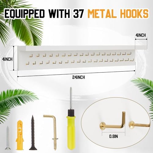 Wooden Medal Hanger Display Trophy Holder Shelf with 25/37/49/65 Hooks Wall Mount Ribbon Holder Christmas Gift for Gymnastics Running Soccer Awards