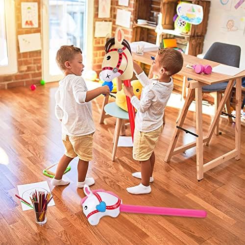 6 Pieces Inflatable Stick Horse,Inflatable Horsehead Stick Balloon Pony Stick for Christmas Horse Themed Birthday Party Decorations Supplies Favors Props Cowboy Horse Costume Stick,37 Inch Pink