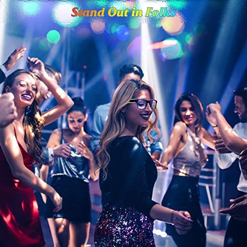 YouRfocus Led Light up Glasses 2 Pack Multi-Color Glow in the Dark Neon Rave Glasses for Rave Party, EDM, Halloween, Christmas, Wired with Battery Power (6 colors)