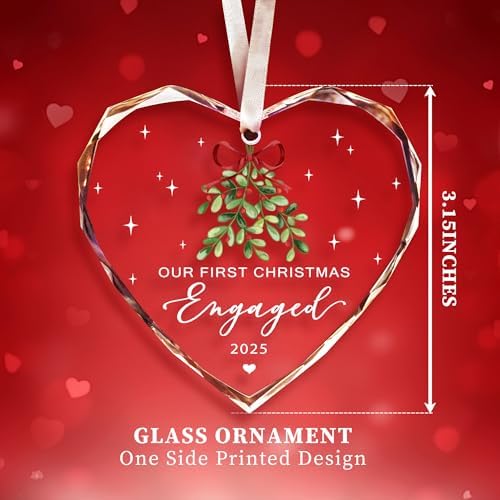 Engagement Gifts for Couples,First Christmas Engaged Ornament 2025 - Engagement Gifts for Women Glass Engaged Christmas Ornament